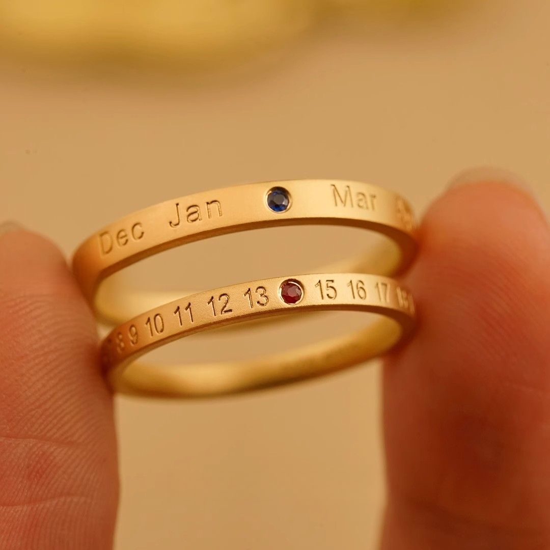 “Anniversary” Customized Couple's Ring Wedding Ring  Customizable Date