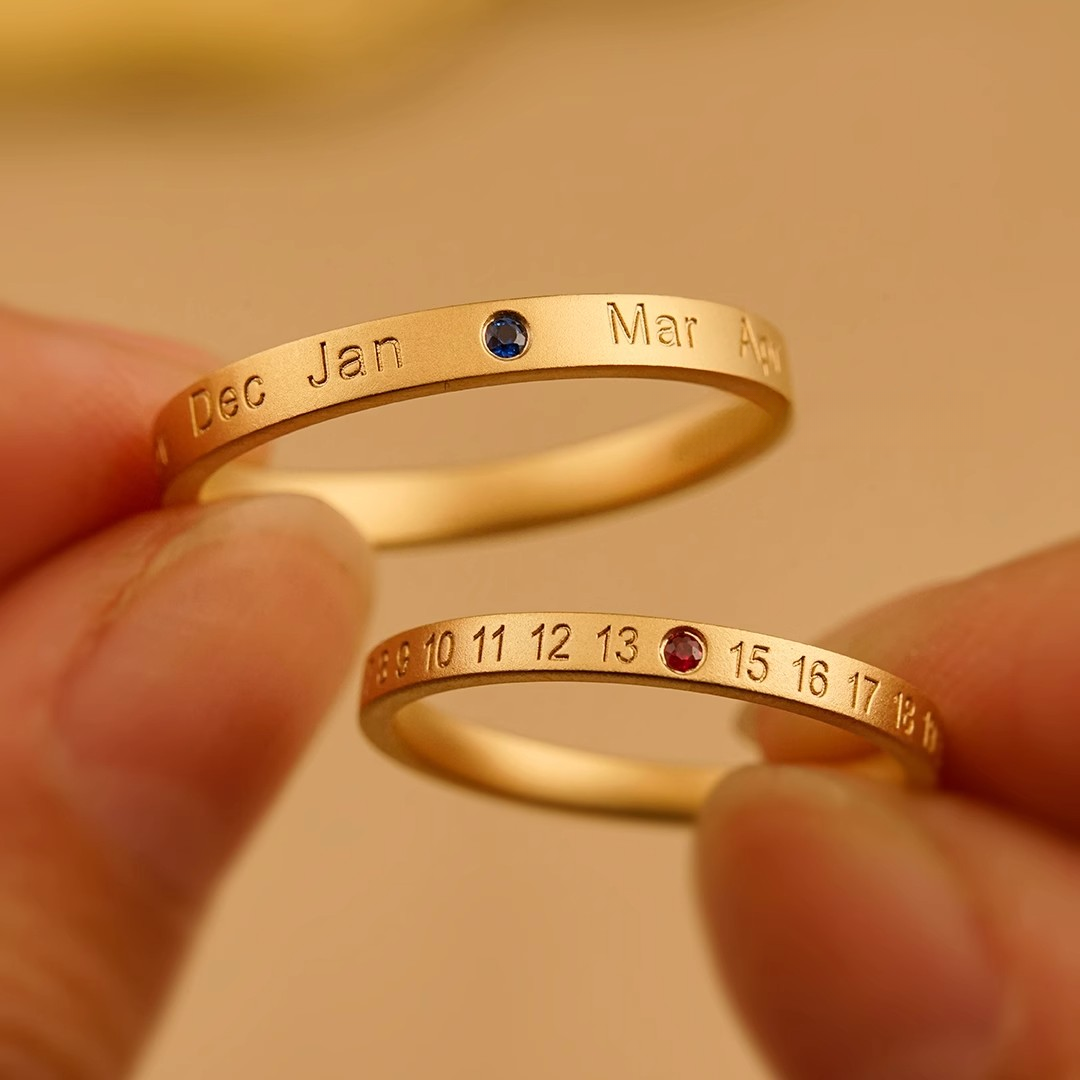 “Anniversary” Customized Couple's Ring Wedding Ring  Customizable Date