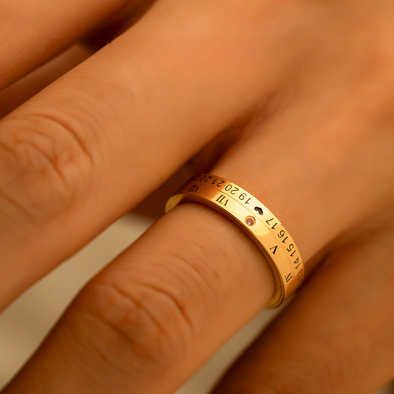 18K Gold Customized Wedding Rings Proposal Rings Couple Rings Engraved Anniversary Rings