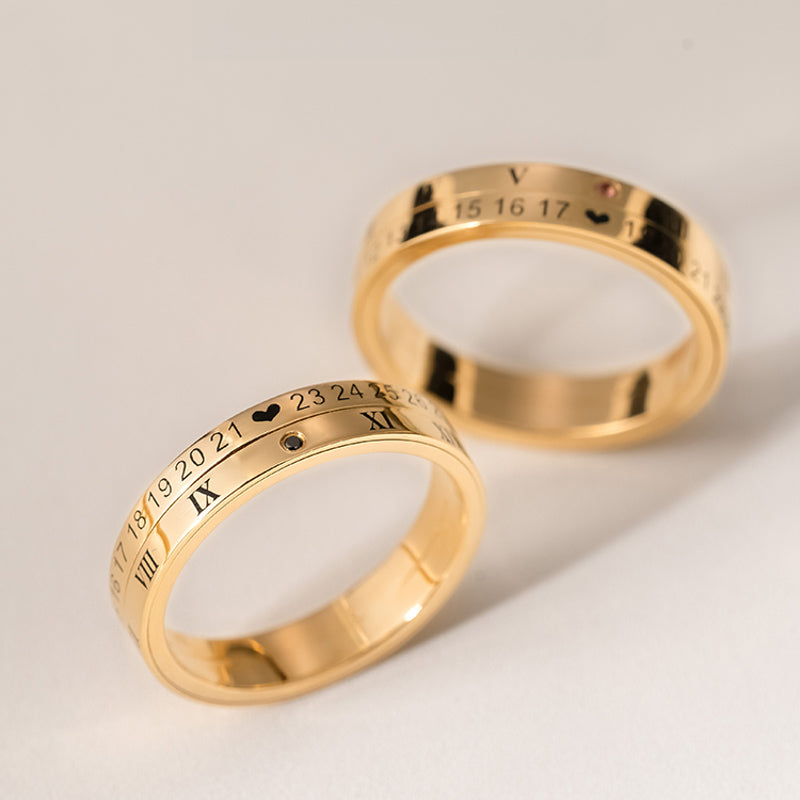 18K Gold Customized Wedding Rings Proposal Rings Couple Rings Engraved Anniversary Rings