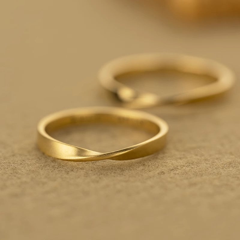 Couple Rings Wedding Rings Möbius Rings Plain Gold Customized Rings 18K Gold Men's and Women's Wedding Platinum Diamond Rings